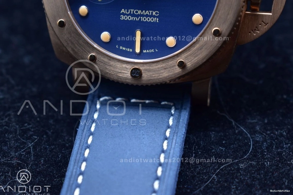 974 Blue Strap Bronzo P.900 Best Breathable Calfskin on PAM1074 VSF W Dial Blue Clone Edition 1:1 0112